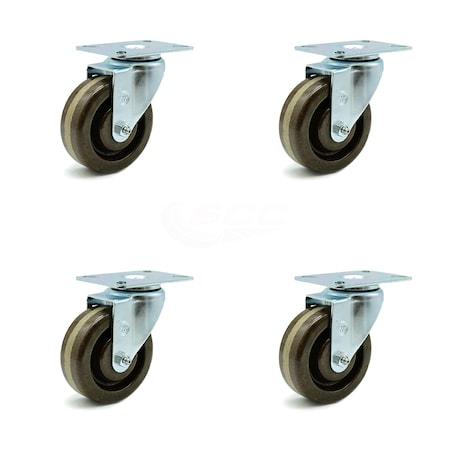 Service Caster SCC 4 in x 1.5 Brown High Temp Phenolic Wheel Swivel Casters, 4PK SCC-20S415-PHSHT-TP2-4